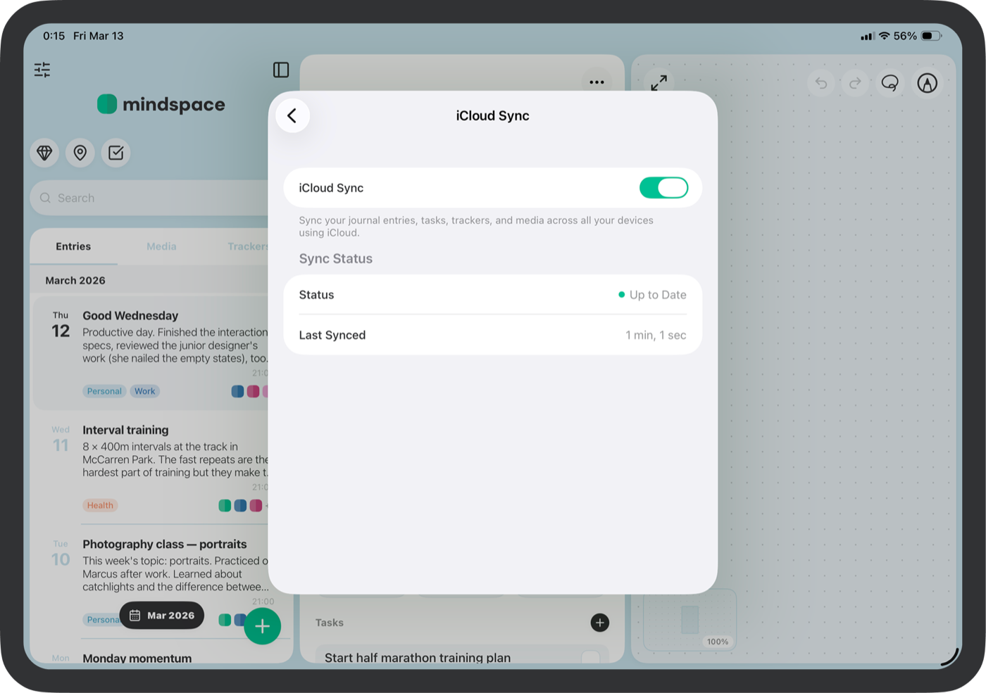 Mindspace on iPad with iCloud Sync