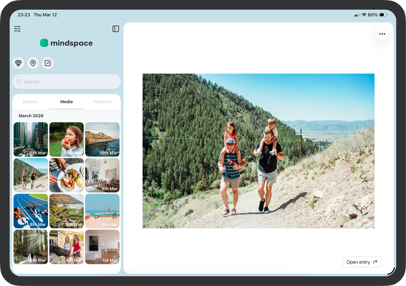 Mindspace media gallery on iPad