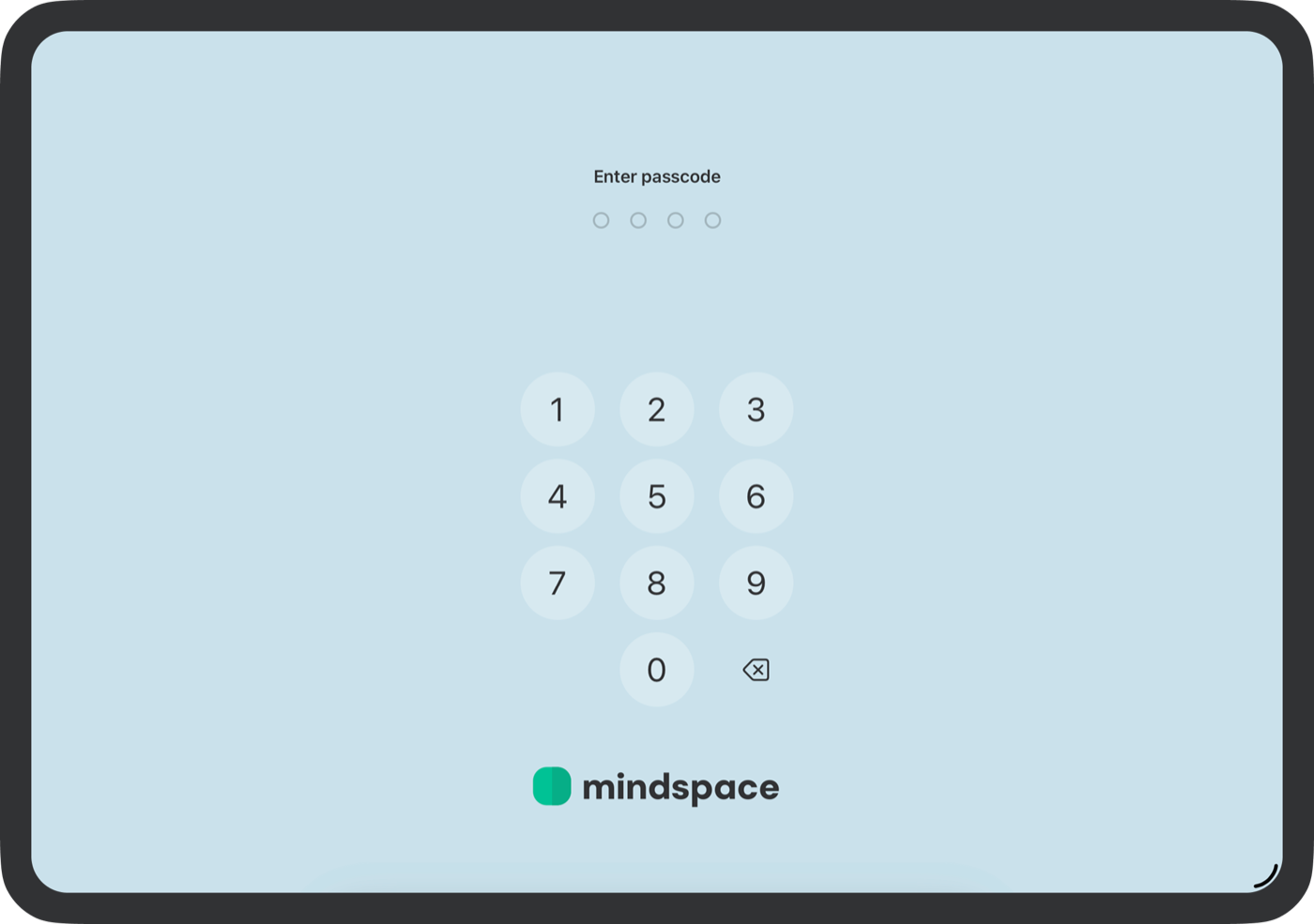 Mindspace passcode lock screen on iPad