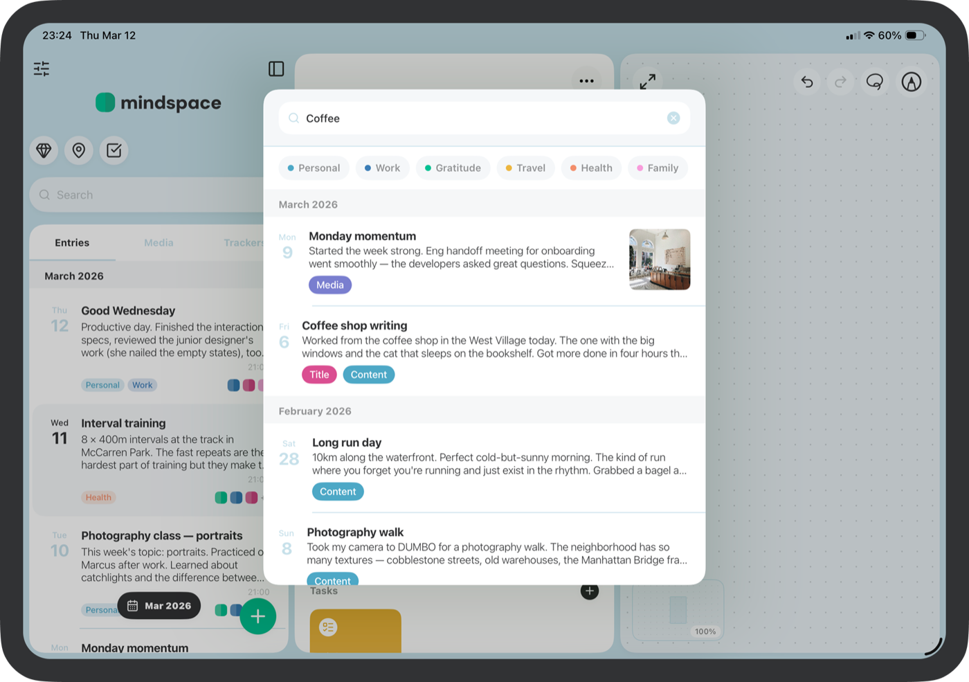 Mindspace search on iPad
