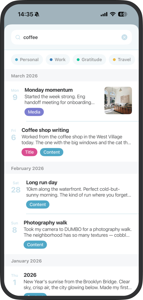 Mindspace search on iPhone