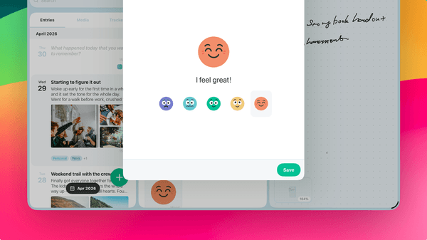 The Mindspace app on iPad showing a mood check-in, one of the free journaling features available without paying